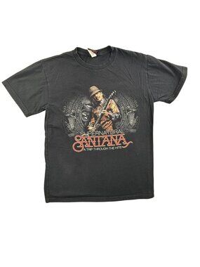 Santana Shirt Mens Medium Black Supernatural Las Vegas 2009 Tour Concert Tee